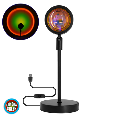 GloboStar® 00816 Επιτραπέζιο Φωτιστικό Πορτατίφ LED 12W -lm 180° DC 5V IP20 Κίτρινο - Πράσινο - Κόκκινο - Πορτοκαλί RAINBOW EFFECT Μαύρο Μέταλλο με Διάφανο Πλαστικό - Μ10 x Π10 x Υ26.5cm - 2 Xρόνια Εγγύηση