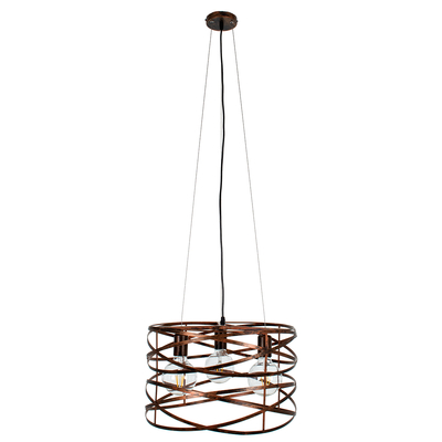 GLOBOSTAR® TOKEN 00856 Μοντέρνο Κρεμαστό Φωτιστικό Οροφής με Ντουί 3 x E27 AC 220-240V IP20 - Χάλκινο Εφέ Σκουριάς - Μ43 x Π43 x Υ29cm