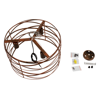 GLOBOSTAR® TOKEN 00856 Μοντέρνο Κρεμαστό Φωτιστικό Οροφής με Ντουί 3 x E27 AC 220-240V IP20 - Χάλκινο Εφέ Σκουριάς - Μ43 x Π43 x Υ29cm