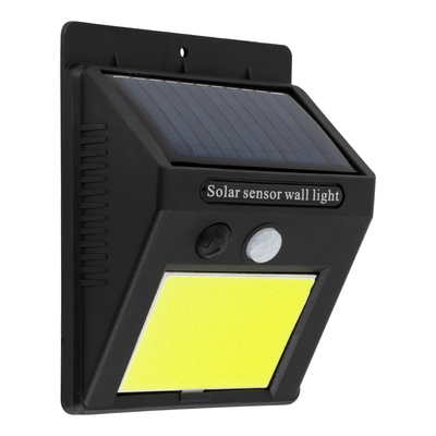 GLOBOSTAR® VELION 71495 Προβολέας με Ανιχνευτή PIR / Αισθητήρα Κίνησης LED 10W 500lm 120° DC 5V με Φωτοβολταϊκό Panel 5V 0.3W & Επαναφορτιζόμενη Μπαταρία Li-ion 3.2V 1200mAh Αδιάβροχο IP65 Ψυχρό Λευκό 6000K - Sanan COB Chip - Μαύρο - Μ9.6 x Π4.8 x Υ12.4cm - 2 Χρόνια Εγγύηση