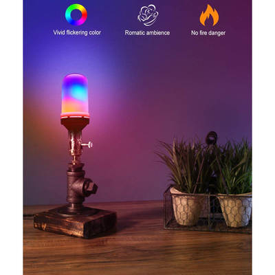 GLOBOSTAR® TUBULAR 76076 Λάμπα E27 LED 9W 350lm 260° AC 220-240V IP20 Πολύχρωμο RGB με 4 Λειτουργίες Εφέ Φλόγας & Αναστροφή - Λευκό Γαλακτερό - Μ6 x Π6 x Υ15cm - 2 Χρόνια Εγγύηση