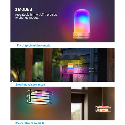 GLOBOSTAR® TUBULAR 76076 Λάμπα E27 LED 9W 350lm 260° AC 220-240V IP20 Πολύχρωμο RGB με 4 Λειτουργίες Εφέ Φλόγας & Αναστροφή - Λευκό Γαλακτερό - Μ6 x Π6 x Υ15cm - 2 Χρόνια Εγγύηση