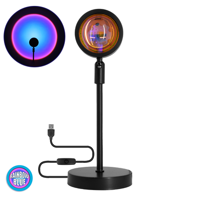 GloboStar® 00812 Επιτραπέζιο Φωτιστικό Πορτατίφ LED 12W -lm 180° DC 5V IP20 Μπλε - Μωβ - Ροζ RAINBOW EFFECT Μαύρο Μέταλλο με Διάφανο Πλαστικό - Μ10 x Π10 x Υ26.5cm - 2 Xρόνια Εγγύηση