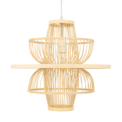 GLOBOSTAR® BALI 00861 Boho Κρεμαστό Φωτιστικό Οροφής με Ντουί 1 x E27 AC 220-240V IP20 - Μπεζ - Μ45 x Π45 x Υ42.5cm