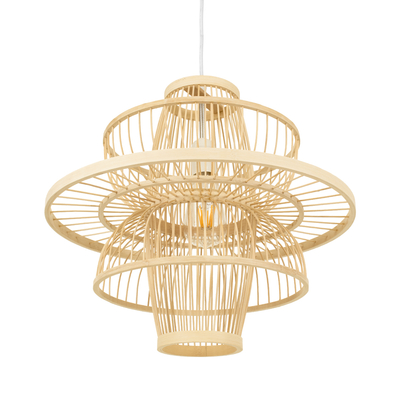 GLOBOSTAR® BALI 00861 Boho Κρεμαστό Φωτιστικό Οροφής με Ντουί 1 x E27 AC 220-240V IP20 - Μπεζ - Μ45 x Π45 x Υ42.5cm