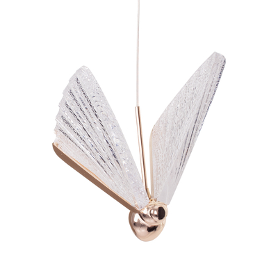 GLOBOSTAR® BUTTERFLY 01650 Μοντέρνο Κρεμαστό Φωτιστικό Οροφής LED 10W 800lm 360° AC 220-240V IP20 Θερμό Λευκό 2700K - Lumileds SMD Chip - Ροζ Χρυσό & Διάφανο - Μ20 x Π17 x Y24cm - 2 Χρόνια Εγγύηση