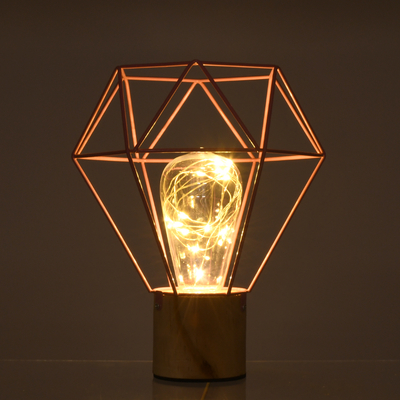 GloboStar® ANTLER 01442 Επιτραπέζιο Φωτιστικό Πορτατίφ LED 2.2W 154lm 360° DC 5V IP20 Θερμό Λευκό 3000K Ροζ Μέταλλο με Μπεζ Ξύλο - Μ19 x Π19 x Υ23cm - 2 Xρόνια Εγγύηση