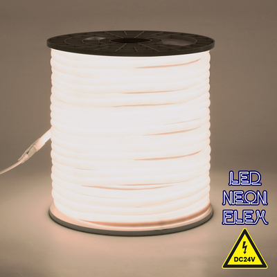 GLOBOSTAR® NEOTUBE 70581 Ταινία Neon Flex LED 12W/m 960lm/m 360° DC 24V Αδιάβροχο IP65 120 x SMD2835 Chip/m Φυσικό Λευκό 4500K Dimmable - Μ100 x Π1.3 x Υ1.3cm - 3 Χρόνια Εγγύηση