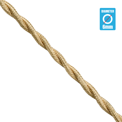 GloboStar® 77624 Πλεκτό Υφασμάτινο Καλώδιο 1m 2 x 0.75mm² Μπέζ