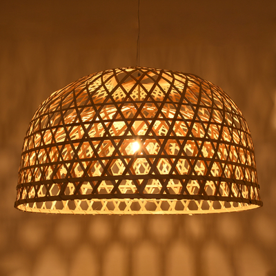 GLOBOSTAR® MANGEA 00717 Boho Κρεμαστό Φωτιστικό Οροφής με Ντουί 1 x E27 AC 220-240V IP20 - Μπεζ - Μ100 x Π100 x Υ59cm