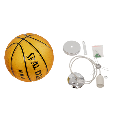 GLOBOSTAR® SPALDING NBA 00649 Παιδικό Κρεμαστό Φωτιστικό Οροφής με Ντουί 1 x E27 AC 220-240V IP20 - Πορτοκαλί & Μαύρο - Μ25 x Π25 x Υ25cm