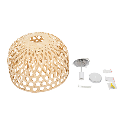 GLOBOSTAR® MANGEA 00716 Boho Κρεμαστό Φωτιστικό Οροφής με Ντουί 1 x E27 AC 220-240V IP20 - Μπεζ - Μ50 x Π50 x Υ34cm