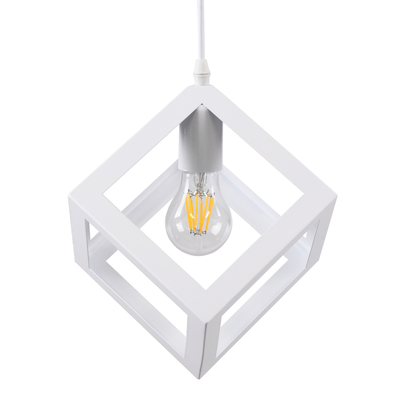 GLOBOSTAR® CUBE 00802 Μοντέρνο Κρεμαστό Φωτιστικό Οροφής με Ντουί 1 x E27 AC 220-240V IP20 - Λευκό - Μ25 x Π25 x Υ25cm