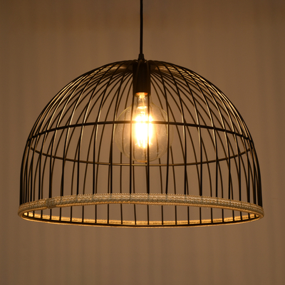 GLOBOSTAR® NEVIS 00681 Μοντέρνο Κρεμαστό Φωτιστικό Οροφής με Ντουί 1 x E27 AC 220-240V IP20 - Μαύρο & Μπεζ - Μ49 x Π49 x Υ34.5cm