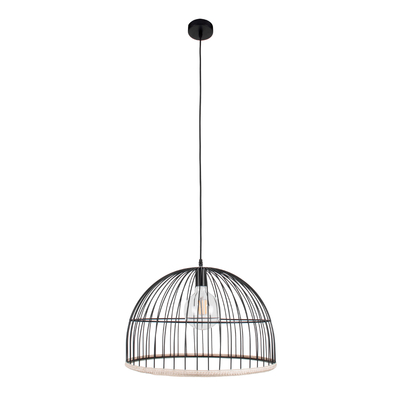 GLOBOSTAR® NEVIS 00681 Μοντέρνο Κρεμαστό Φωτιστικό Οροφής με Ντουί 1 x E27 AC 220-240V IP20 - Μαύρο & Μπεζ - Μ49 x Π49 x Υ34.5cm