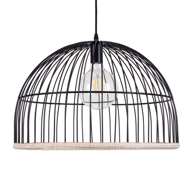 GLOBOSTAR® NEVIS 00681 Μοντέρνο Κρεμαστό Φωτιστικό Οροφής με Ντουί 1 x E27 AC 220-240V IP20 - Μαύρο & Μπεζ - Μ49 x Π49 x Υ34.5cm