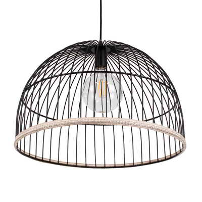 GLOBOSTAR® NEVIS 00681 Μοντέρνο Κρεμαστό Φωτιστικό Οροφής με Ντουί 1 x E27 AC 220-240V IP20 - Μαύρο & Μπεζ - Μ49 x Π49 x Υ34.5cm