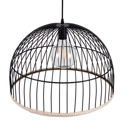 GLOBOSTAR® NEVIS 00681 Μοντέρνο Κρεμαστό Φωτιστικό Οροφής με Ντουί 1 x E27 AC 220-240V IP20 - Μαύρο & Μπεζ - Μ49 x Π49 x Υ34.5cm