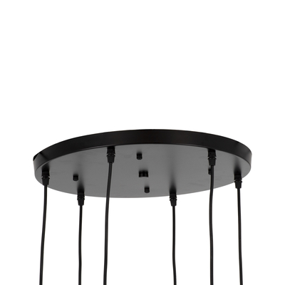 GLOBOSTAR® OLVERO 00774 Μοντέρνο Κρεμαστό Φωτιστικό Οροφής με Ντουί 6 x E27 AC 220-240V IP20 - Μαύρο & Χρυσό - Μ55 x Π55 x Y130cm