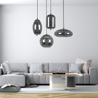 GLOBOSTAR® AXTON 00751 Μοντέρνο Κρεμαστό Φωτιστικό Οροφής LED 5W 500lm 180° AC 220-240V IP20 Θερμό Λευκό 2700K - Sanan SMD Chip - Μαύρο & Μαύρο Φιμέ - Μ30 x Π30 x Υ15cm - 2 Xρόνια Εγγύηση