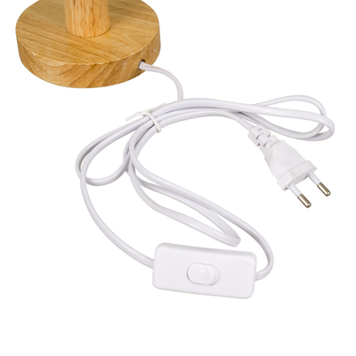 GloboStar® RWANDA 36210 Boho Επιτραπέζιο Φωτιστικό Πορτατίφ Μονόφωτο 1 x E27 IP20 Μπεζ Σχοινί με Καφέ Ξύλο - Μ15 x Π15 x Υ30cm