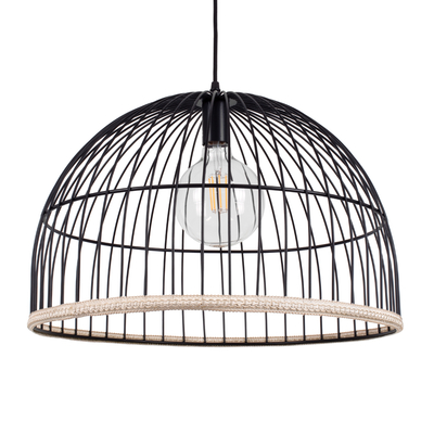 GLOBOSTAR® NEVIS 00681 Μοντέρνο Κρεμαστό Φωτιστικό Οροφής με Ντουί 1 x E27 AC 220-240V IP20 - Μαύρο & Μπεζ - Μ49 x Π49 x Υ34.5cm