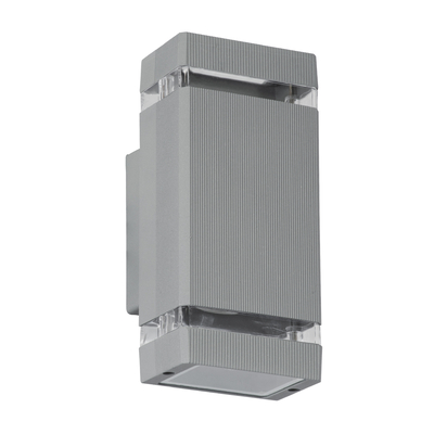 GLOBOSTAR® QUATRO 77895 Μοντέρνο Φωτιστικό Τοίχου - Απλίκα με Ντουί 2 x GU10 AC 220-240V Αδιάβροχο IP65 - Γκρι Ματ - Μ11 x Π10 x Υ25.5cm