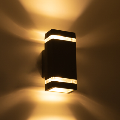 GLOBOSTAR® QUATRO 77895 Μοντέρνο Φωτιστικό Τοίχου - Απλίκα με Ντουί 2 x GU10 AC 220-240V Αδιάβροχο IP65 - Γκρι Ματ - Μ11 x Π10 x Υ25.5cm