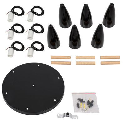 GLOBOSTAR® DILLON 00628 Μοντέρνο Κρεμαστό Φωτιστικό Οροφής με Ντουί 6 x E27 AC 220-240V IP20 - Μαύρο & Μπεζ - Μ52 x Π52 x Y130cm