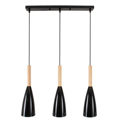 GLOBOSTAR® DILLON 00630 Μοντέρνο Κρεμαστό Φωτιστικό Οροφής με Ντουί 3 x E27 AC 220-240V IP20 - Μαύρο & Μπεζ - Μ54 x Π14 x Υ130cm