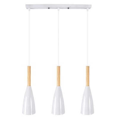 GLOBOSTAR® DILLON 00631 Μοντέρνο Κρεμαστό Φωτιστικό Οροφής με Ντουί 3 x E27 AC 220-240V IP20 - Λευκό & Μπεζ - Μ54 x Π14 x Υ130cm