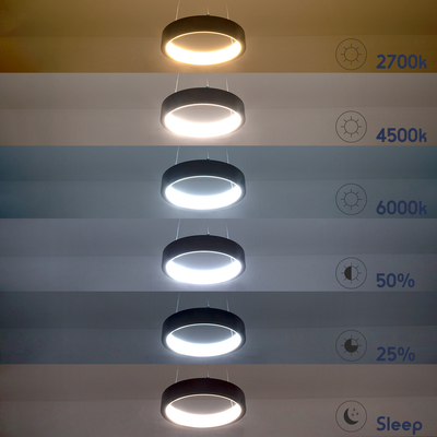 GLOBOSTAR® NEMESIS 61152 Μοντέρνο Κρεμαστό Φωτιστικό Οροφής LED 20W 2356lm 360° AC 220-240V IP20 Ρυθμιζόμενο Λευκό CCT με Χειριστήριο από 2700K έως 6000K Dimmable - Lumileds SMD Chip - Μαυρό Ματ - Μ25 x Π25 x Υ4cm - 3 Χρόνια Εγγύηση