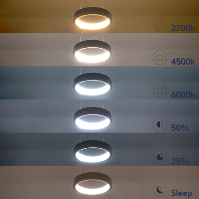 GLOBOSTAR® NEMESIS 61165 Μοντέρνο Κρεμαστό Φωτιστικό Οροφής LED 75W 8743lm 360° AC 220-240V IP20 Ρυθμιζόμενο Λευκό CCT με Χειριστήριο από 2700K έως 6000K Dimmable - Lumileds SMD Chip - Λευκό Ματ - Μ100 x Π100 x Υ4cm - 3 Χρόνια Εγγύηση