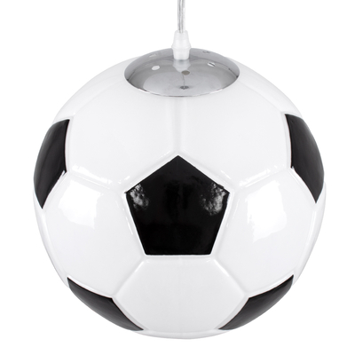 GLOBOSTAR® FOOTBALL 00647 Παιδικό Κρεμαστό Φωτιστικό Οροφής με Ντουί 1 x E27 AC 220-240V IP20 - Λευκό & Μαύρο - Μ25 x Π25 x Υ25cm