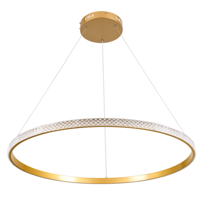 GLOBOSTAR® DIAMOND 61133 Μοντέρνο Κρεμαστό Φωτιστικό Οροφής LED 67W 7689lm 360° AC 220-240V IP20 Ρυθμιζόμενο Λευκό CCT με Χειριστήριο από 2700K έως 6000K Dimmable - Lumileds SMD Chip - Χρυσό Βούρτσας - Μ80 x Π80 x Υ3cm - 3 Χρόνια Εγγύηση