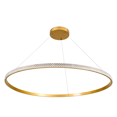 GLOBOSTAR® DIAMOND 61135 Μοντέρνο Κρεμαστό Φωτιστικό Οροφής LED 75W 8743lm 360° AC 220-240V IP20 Ρυθμιζόμενο Λευκό CCT με Χειριστήριο από 2700K έως 6000K Dimmable - Lumileds SMD Chip - Χρυσό Βούρτσας - Μ100 x Π100 x Υ3cm - 3 Χρόνια Εγγύηση