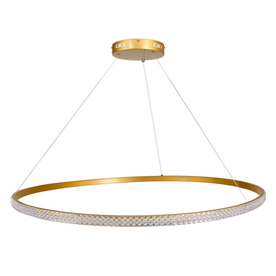 GLOBOSTAR® DIAMOND 61135 Μοντέρνο Κρεμαστό Φωτιστικό Οροφής LED 75W 8743lm 360° AC 220-240V IP20 Ρυθμιζόμενο Λευκό CCT με Χειριστήριο από 2700K έως 6000K Dimmable - Lumileds SMD Chip - Χρυσό Βούρτσας - Μ100 x Π100 x Υ3cm - 3 Χρόνια Εγγύηση