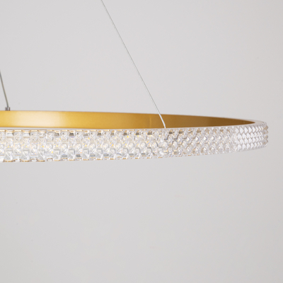 GLOBOSTAR® DIAMOND 61135 Μοντέρνο Κρεμαστό Φωτιστικό Οροφής LED 75W 8743lm 360° AC 220-240V IP20 Ρυθμιζόμενο Λευκό CCT με Χειριστήριο από 2700K έως 6000K Dimmable - Lumileds SMD Chip - Χρυσό Βούρτσας - Μ100 x Π100 x Υ3cm - 3 Χρόνια Εγγύηση