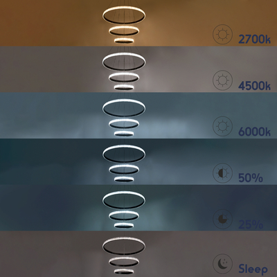 GLOBOSTAR® DIAMOND TRIO 61136-DECO Μοντέρνο Κρεμαστό Φωτιστικό Οροφής LED 100W 12123lm 360° AC 220-240V IP20 Ρυθμιζόμενο Λευκό CCT με Χειριστήριο από 2700K έως 6000K Dimmable - Lumileds SMD Chip - Μαύρο Ματ - Μ90 x Π90 x Υ90cm - 3 Χρόνια Εγγύηση