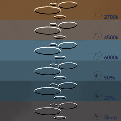 GLOBOSTAR® DIAMOND TETRA 61148 Μοντέρνο Κρεμαστό Φωτιστικό Οροφής LED 150W 18379lm 360° AC 220-240V IP20 Ρυθμιζόμενο Λευκό CCT με Χειριστήριο από 2700K έως 6000K Dimmable - Lumileds SMD Chip - Μαύρο Ματ - Μ150 x Π150 x Υ120cm - 3 Χρόνια Εγγύηση