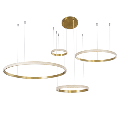 GLOBOSTAR® DIAMOND TETRA 61149 Μοντέρνο Κρεμαστό Φωτιστικό Οροφής LED 150W 18379lm 360° AC 220-240V IP20 Ρυθμιζόμενο Λευκό CCT με Χειριστήριο από 2700K έως 6000K Dimmable - Lumileds SMD Chip - Χρυσό Βούρτσας - Μ150 x Π150 x Υ60cm - 3 Χρόνια Εγγύηση