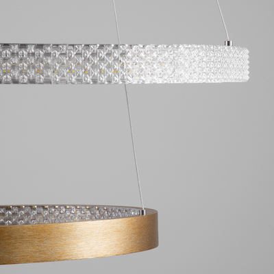 GLOBOSTAR® DIAMOND DUO 61151 Μοντέρνο Κρεμαστό Φωτιστικό Οροφής LED 75W 8743lm 360° AC 220-240V IP20 Ρυθμιζόμενο Λευκό CCT με Χειριστήριο από 2700K έως 6000K Dimmable - Lumileds SMD Chip - Χρυσό Βούρτσας - Μ60 x Π60 x Υ60cm - 3 Χρόνια Εγγύηση