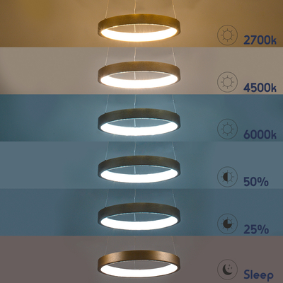 GLOBOSTAR® NEMESIS 61166 Μοντέρνο Κρεμαστό Φωτιστικό Οροφής LED 75W 8743lm 360° AC 220-240V IP20 Ρυθμιζόμενο Λευκό CCT με Χειριστήριο από 2700K έως 6000K Dimmable - Lumileds SMD Chip - Χρυσό Βούρτσας - Μ100 x Π100 x Υ4cm - 3 Χρόνια Εγγύηση