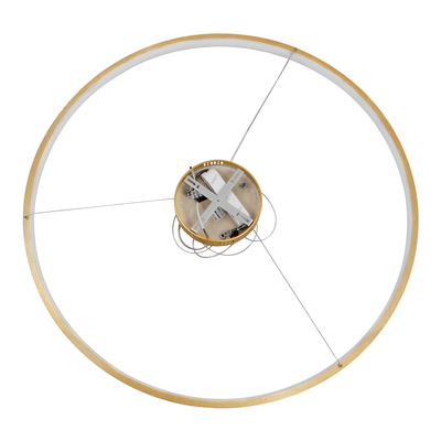 GLOBOSTAR® NEMESIS 61166 Μοντέρνο Κρεμαστό Φωτιστικό Οροφής LED 75W 8743lm 360° AC 220-240V IP20 Ρυθμιζόμενο Λευκό CCT με Χειριστήριο από 2700K έως 6000K Dimmable - Lumileds SMD Chip - Χρυσό Βούρτσας - Μ100 x Π100 x Υ4cm - 3 Χρόνια Εγγύηση