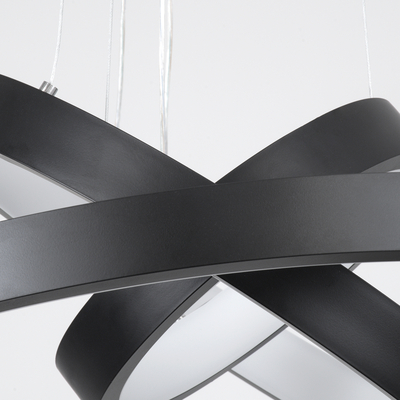 GLOBOSTAR® NEMESIS TRIO 61167-DECO Μοντέρνο Κρεμαστό Φωτιστικό Οροφής LED 100W 12123lm 360° AC 220-240V IP20 Ρυθμιζόμενο Λευκό CCT με Χειριστήριο από 2700K έως 6000K Dimmable - Lumileds SMD Chip - Μαύρο Ματ - Μ60 x Π60 x Υ60cm - 3 Χρόνια Εγγύηση