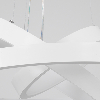 GLOBOSTAR® NEMESIS TRIO 61168-DECO Μοντέρνο Κρεμαστό Φωτιστικό Οροφής LED 100W 12123lm 360° AC 220-240V IP20 Ρυθμιζόμενο Λευκό CCT με Χειριστήριο από 2700K έως 6000K Dimmable - Lumileds SMD Chip - Λευκό Ματ - Μ60 x Π60 x Υ60cm - 3 Χρόνια Εγγύηση