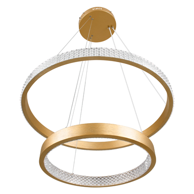 GLOBOSTAR® DIAMOND DUO 61151-DECO Μοντέρνο Κρεμαστό Φωτιστικό Οροφής LED 75W 8743lm 360° AC 220-240V IP20 Ρυθμιζόμενο Λευκό CCT με Χειριστήριο από 2700K έως 6000K Dimmable - Lumileds SMD Chip - Χρυσό Βούρτσας - Μ60 x Π60 x Υ60cm - 3 Χρόνια Εγγύηση