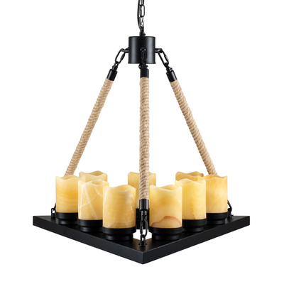 GLOBOSTAR® DOME 10001021 Vintage Κρεμαστό Φωτιστικό Οροφής με Ντουί 9 x E27 AC 220-240V IP20 - Μπεζ & Μαύρο - Μ68 x Π60 x Υ50cm