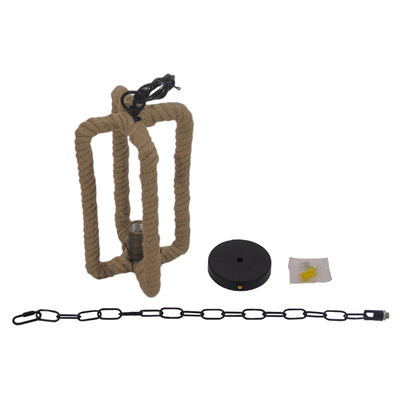 GLOBOSTAR® ELDORA 10001014 Vintage Κρεμαστό Φωτιστικό Οροφής με Ντουί 1 x E27 AC 220-240V IP20 - Μπεζ & Μπρούτζινο - Μ13 x Π13 x Υ30cm