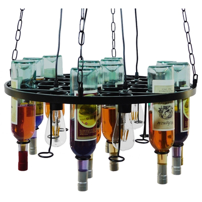 GLOBOSTAR® VINEYARD 10001139 Vintage Κρεμαστό Φωτιστικό Οροφής με Ντουί 4 x E27 AC 220-240V IP20 - Μαύρο & Διάφανο - Μ60 x Π60 x Υ20cm